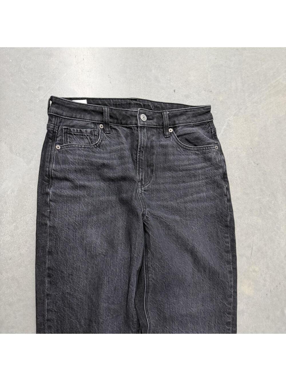 2000s American Eagle Original Straight Jeans Wome's 2 S Black Dark Wash Denim